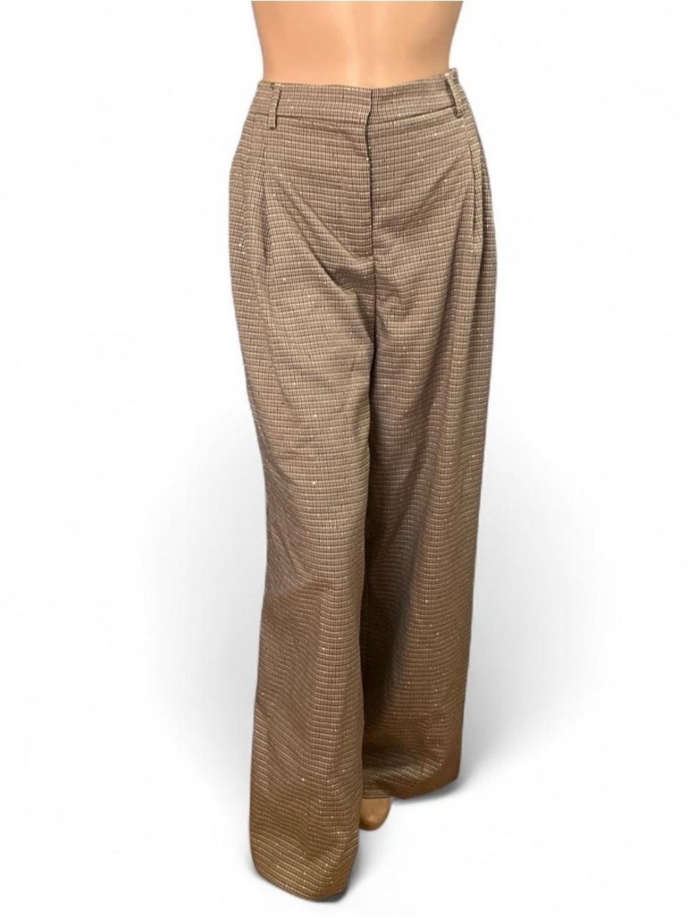 House of Harlow 1960 Pleated Wide-Leg Plaid Trousers